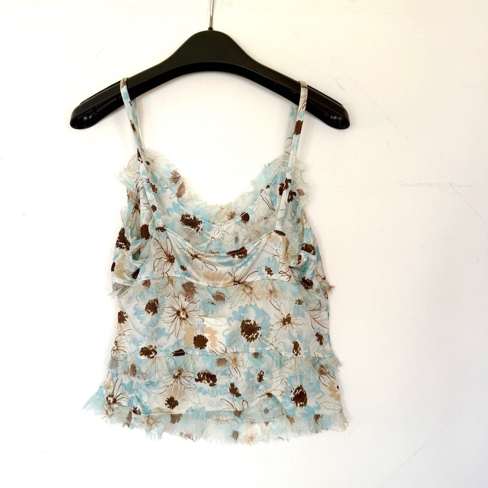 NWT Banana Republic Women 100% Silk Ruffle Floral Cami Top Sz SMALL Fits 4-6 - Picture 2 of 4